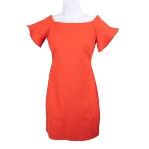 Gianni Bini Coral Off Shoulder Dress | Women’s S | Tulip Sleeve Sheath